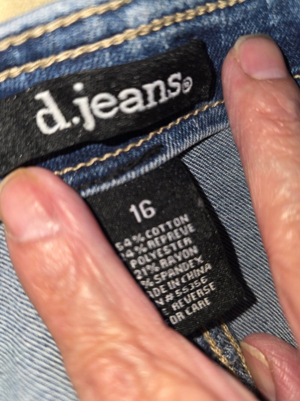 d.jeans Button Front Denim Skirt 16 Stretchy